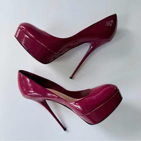 Sebastian Milano Guanto Giglio Porpora Red Patent Stiletto Platform Heels 35.5 - Picture 3 of 11